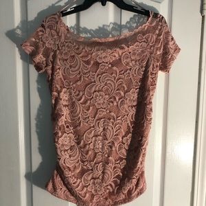 Ambiance maternity pink lacy top in xlarge